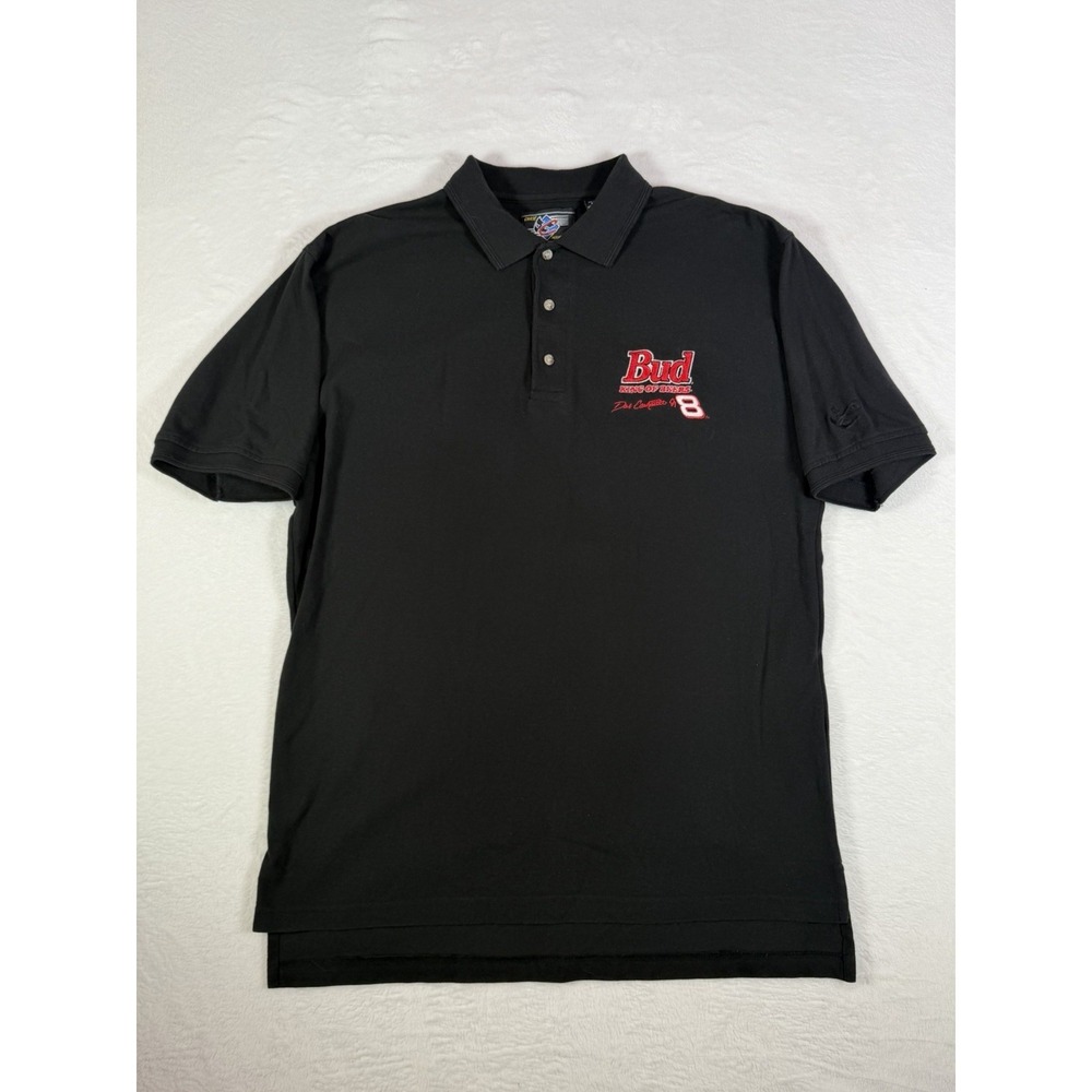 Chase Authentics Bud King of‎ Beers Dale Earnhardt Jr #8 Polo Shirt L Black